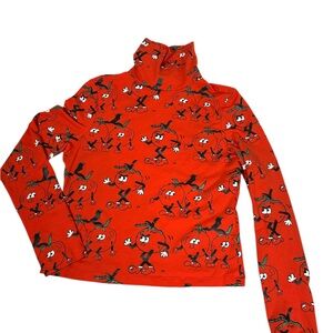 Lazy Oaf oranges mock neck cartoon tee s/m